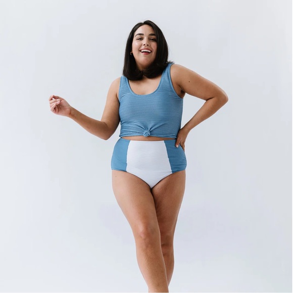 Coral Reef Swim - top only - blue ribbed Traveler top with knot - size S - Picture 5 of 5